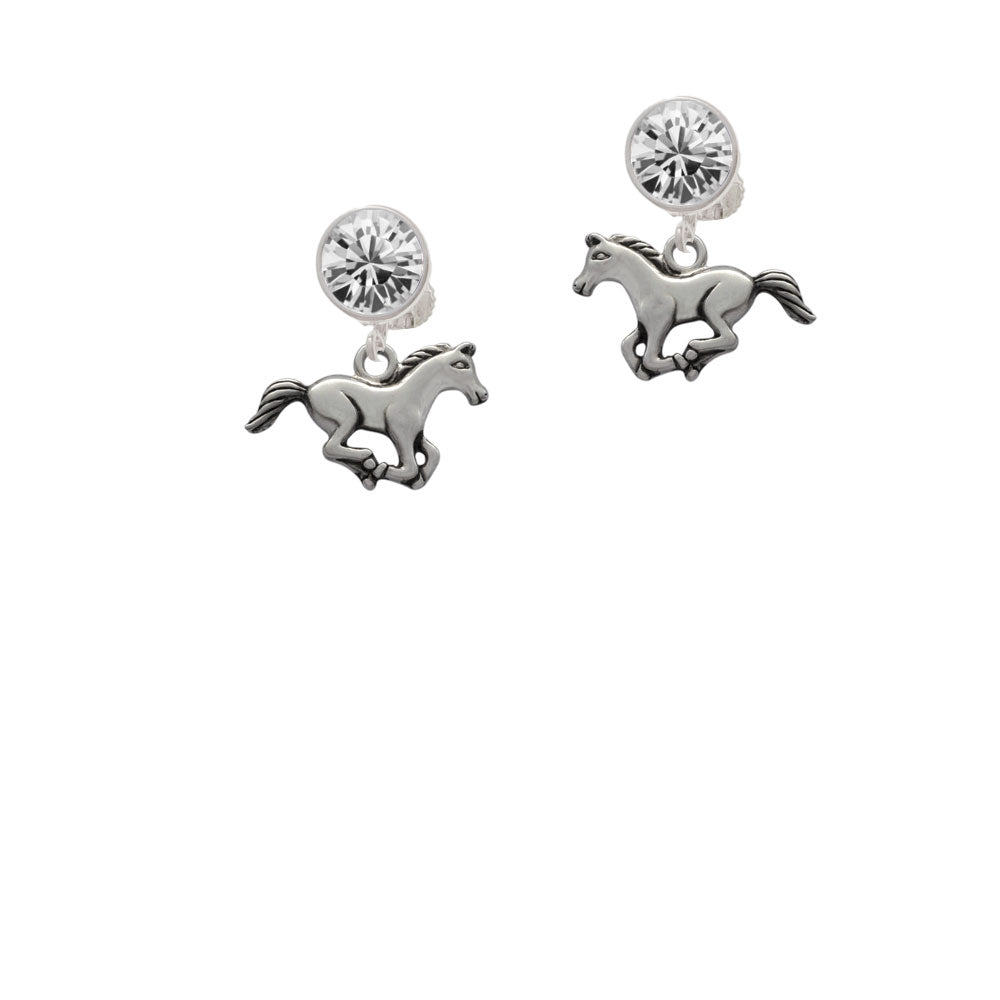 Running Horse Crystal Clip On Earrings Image 2