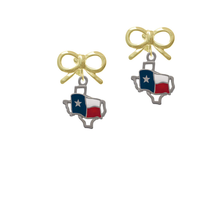 Texas Outline with Flag Crystal Clip On Earrings Image 10