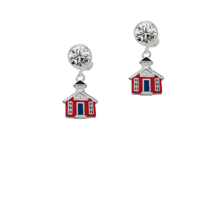 Red School House Crystal Clip On Earrings Image 2