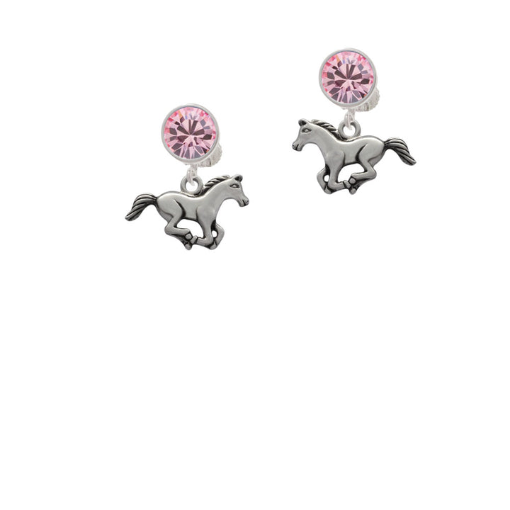 Running Horse Crystal Clip On Earrings Image 4