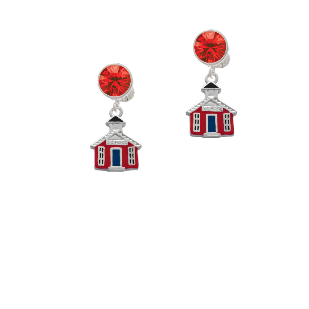 Red School House Crystal Clip On Earrings Image 4