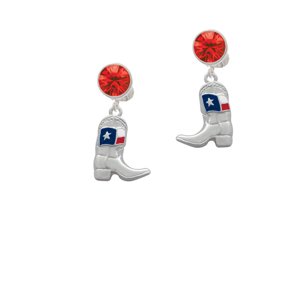 Cowboy Boot with Texas Flag Crystal Clip On Earrings Image 4