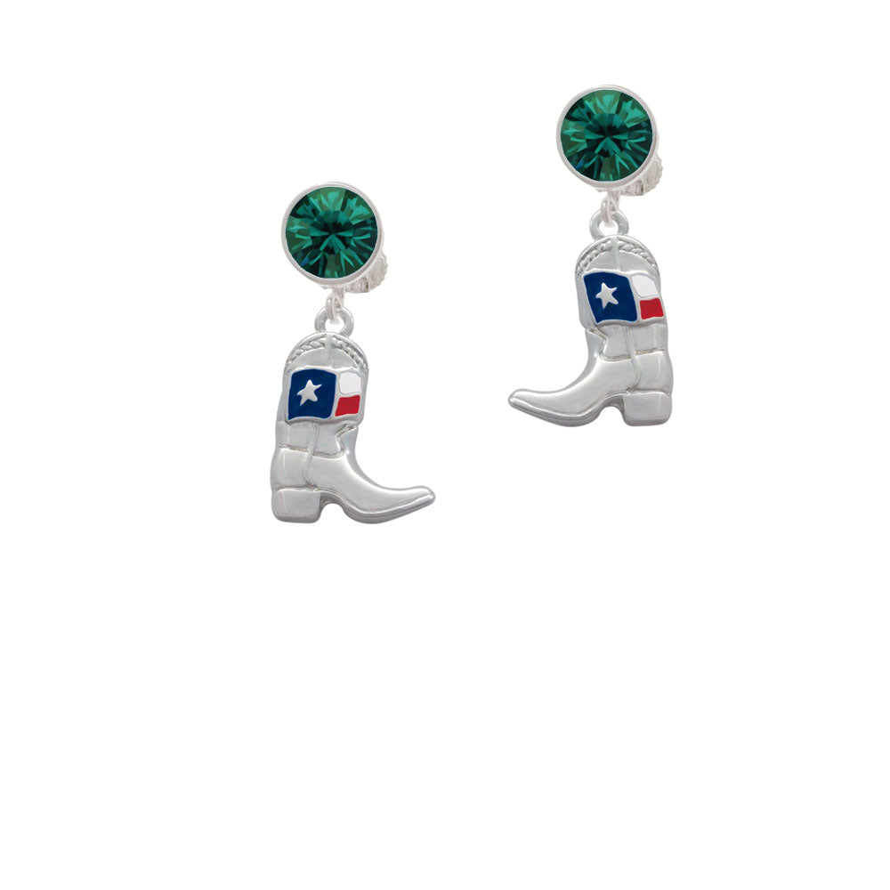 Cowboy Boot with Texas Flag Crystal Clip On Earrings Image 6