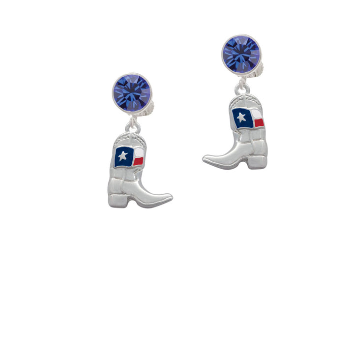 Cowboy Boot with Texas Flag Crystal Clip On Earrings Image 7