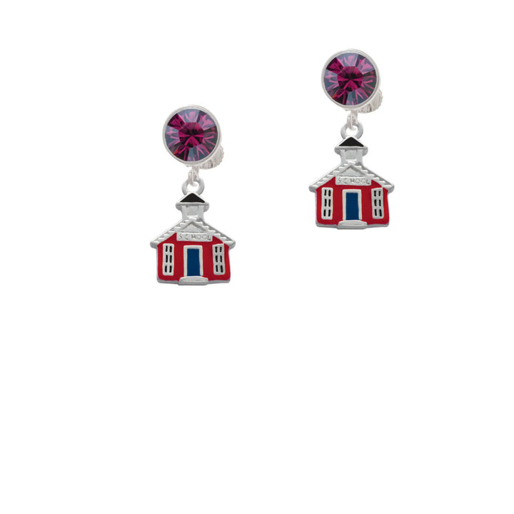 Red School House Crystal Clip On Earrings Image 8