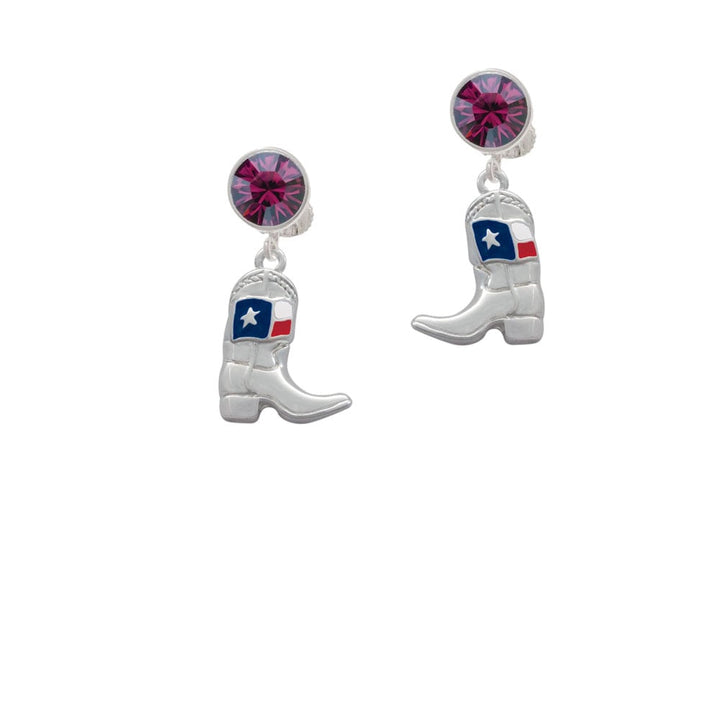 Cowboy Boot with Texas Flag Crystal Clip On Earrings Image 8