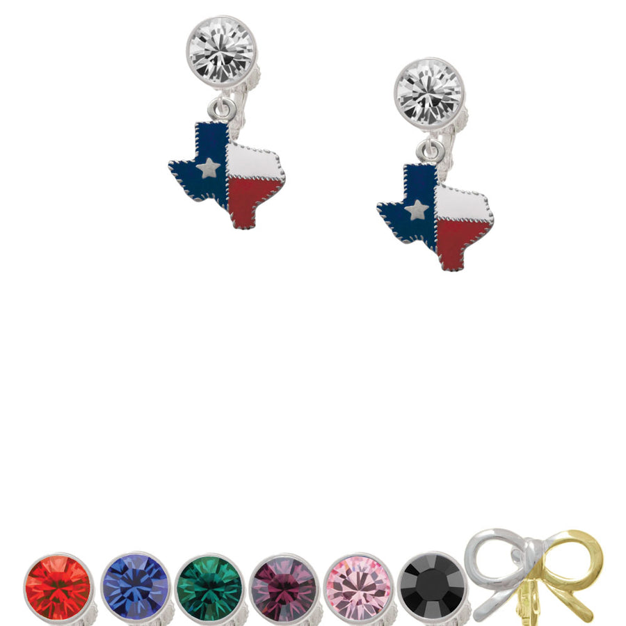 Texas with Rope Border Crystal Clip On Earrings Image 1