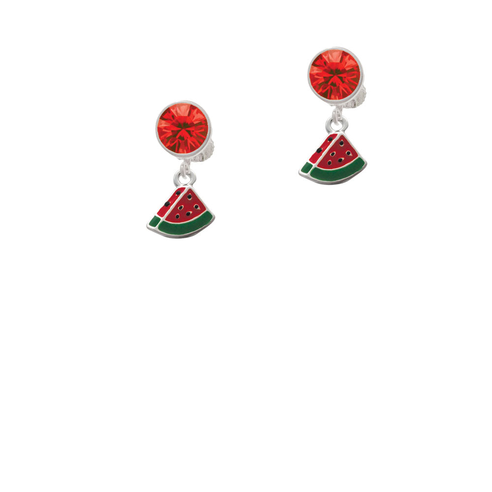 Mini Enamel Watermelon Slice Crystal Clip On Earrings Image 4