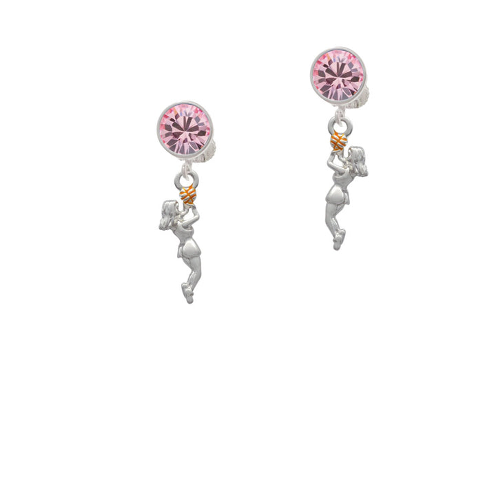 Basketball Player Girl Crystal Clip On Earrings Image 4