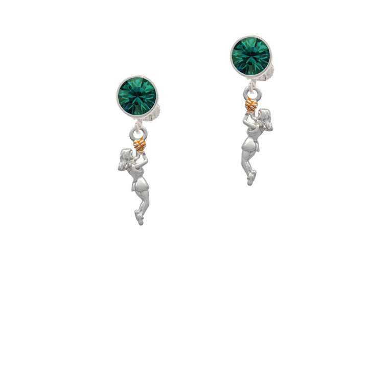 Basketball Player Girl Crystal Clip On Earrings Image 6