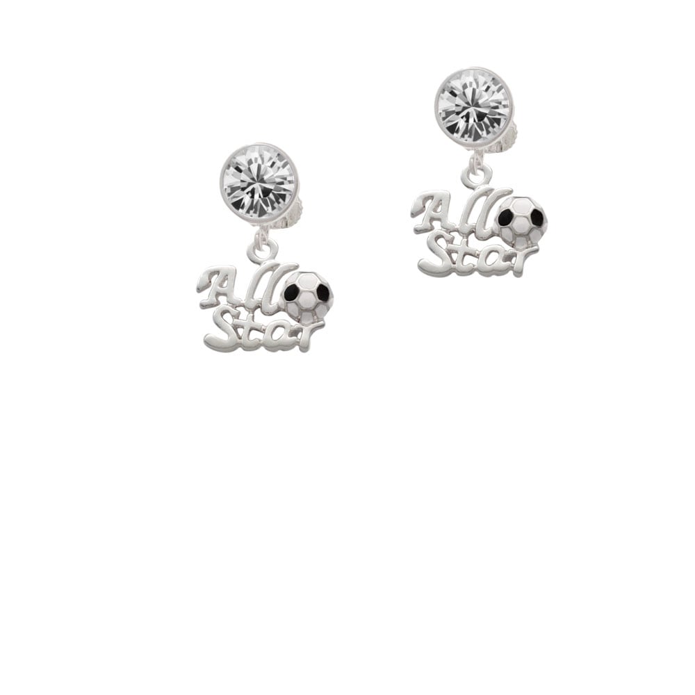 All Star - Soccer ball Crystal Clip On Earrings Image 2