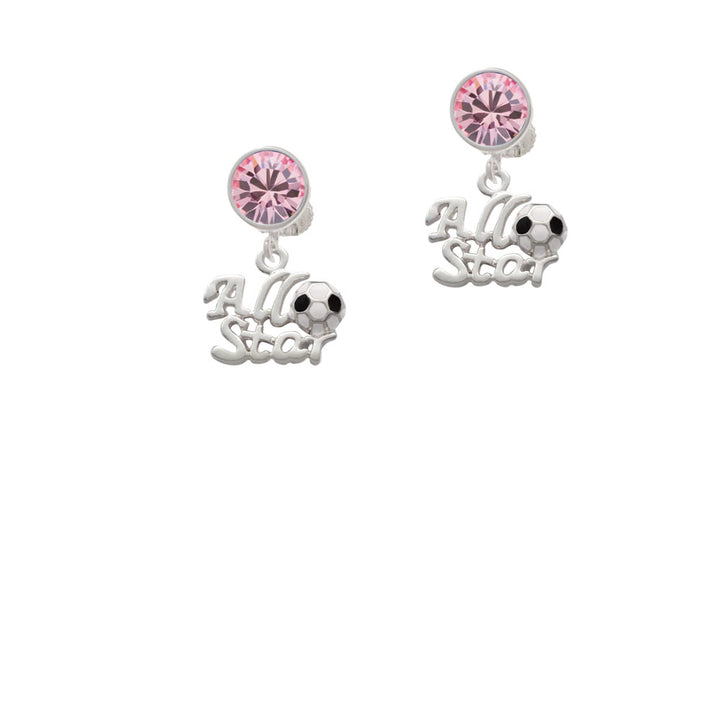 All Star - Soccer ball Crystal Clip On Earrings Image 4