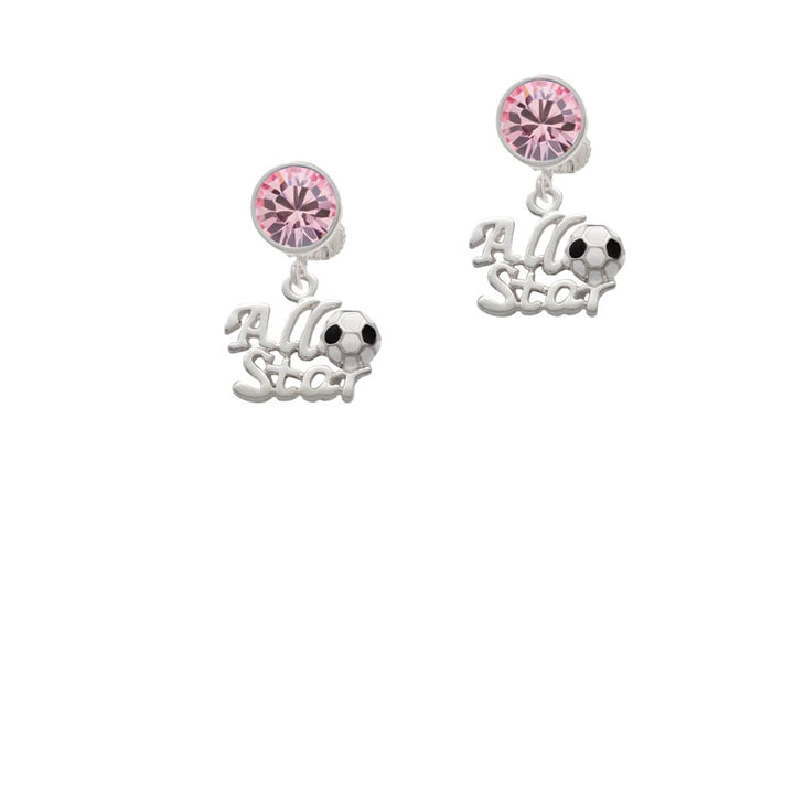 All Star - Soccer ball Crystal Clip On Earrings Image 1