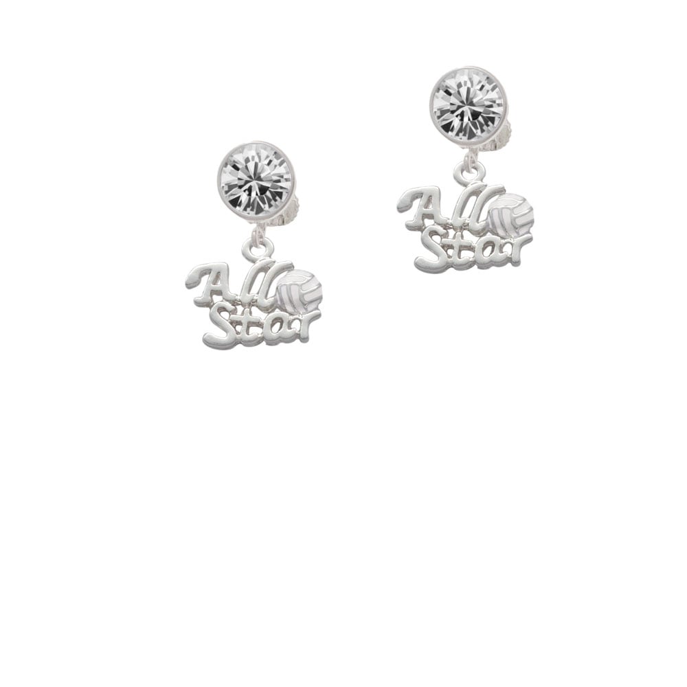 All Star - Volleyball Crystal Clip On Earrings Image 2