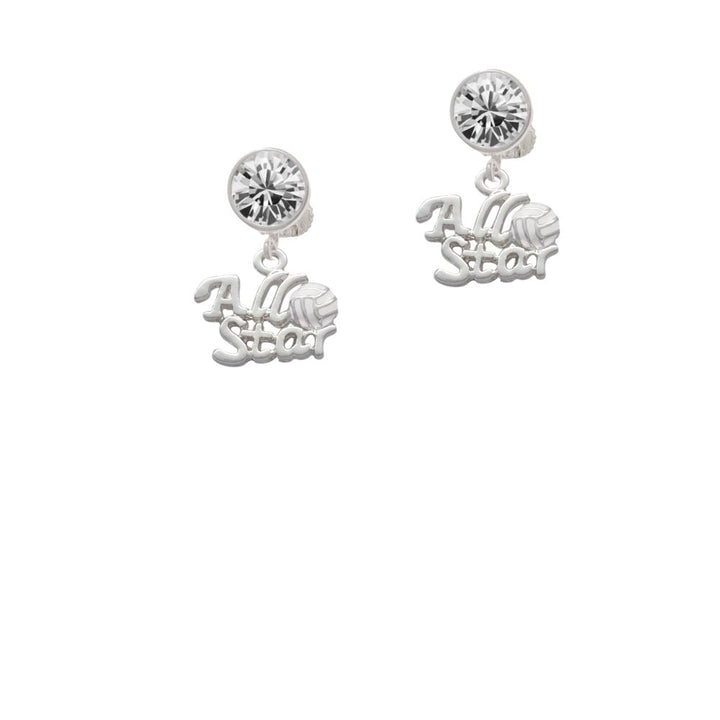 All Star - Volleyball Crystal Clip On Earrings Image 1