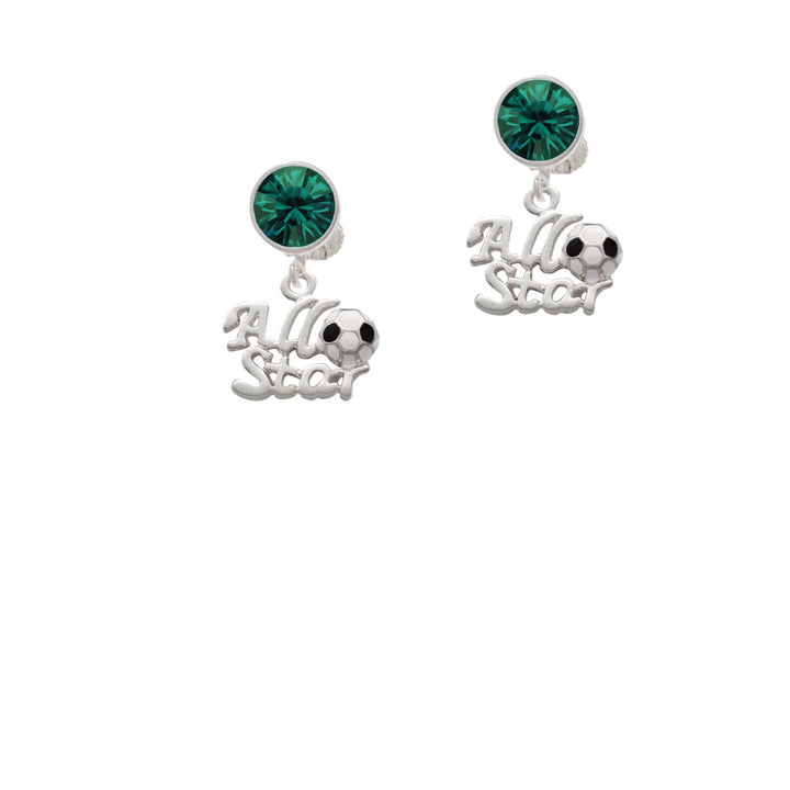 All Star - Soccer ball Crystal Clip On Earrings Image 6