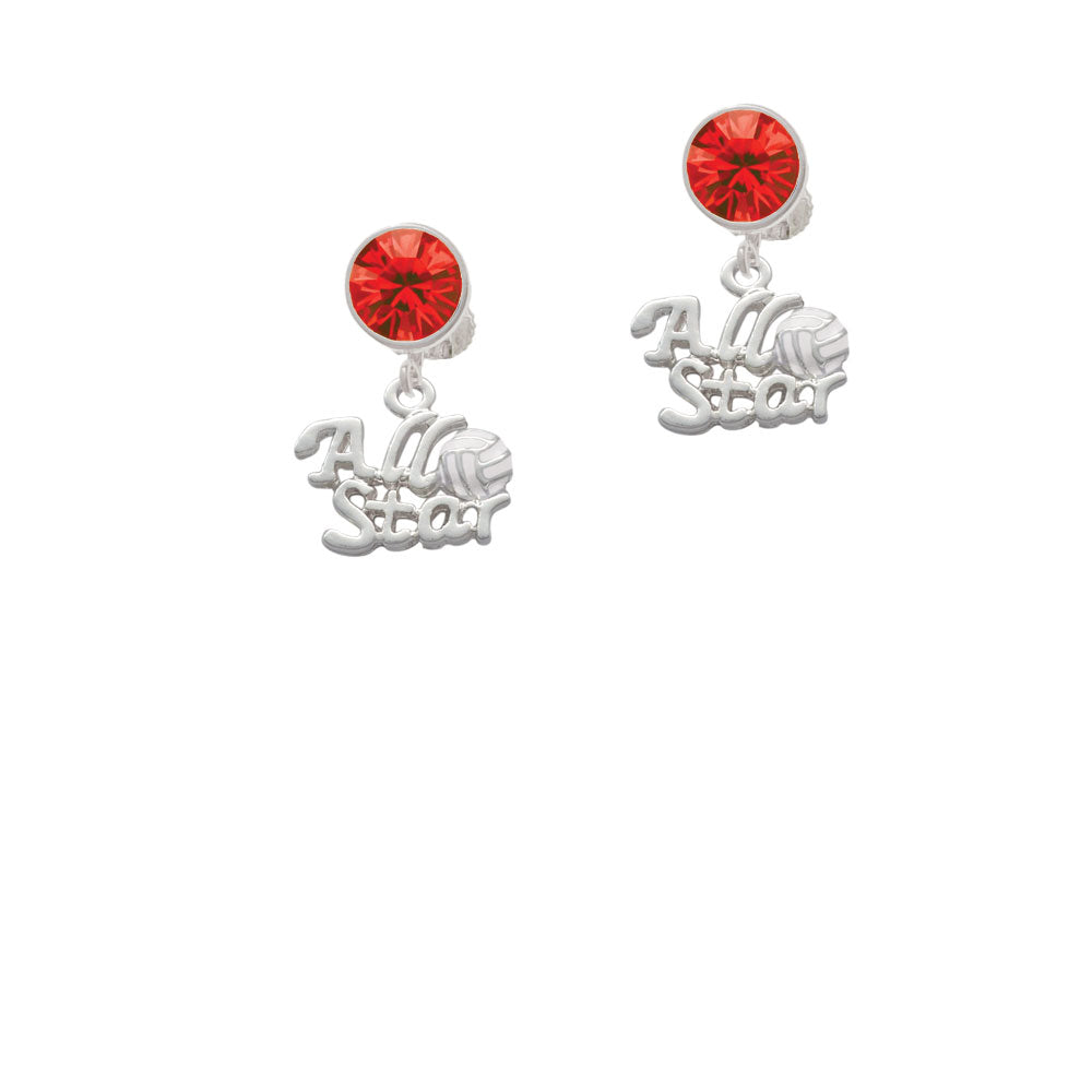 All Star - Volleyball Crystal Clip On Earrings Image 4