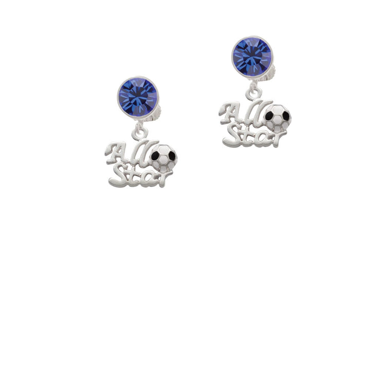 All Star - Soccer ball Crystal Clip On Earrings Image 7