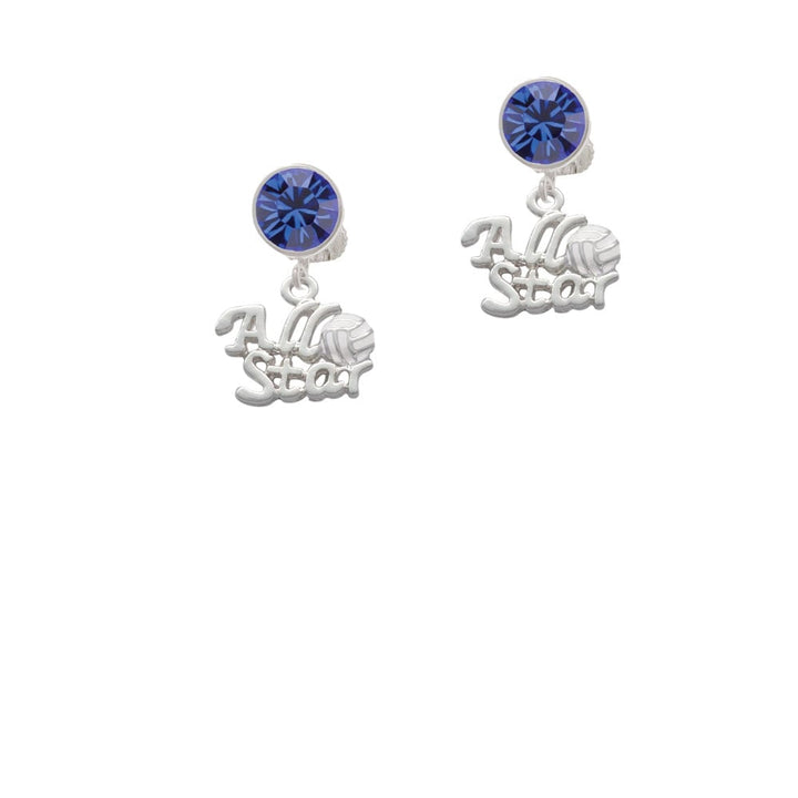 All Star - Volleyball Crystal Clip On Earrings Image 7