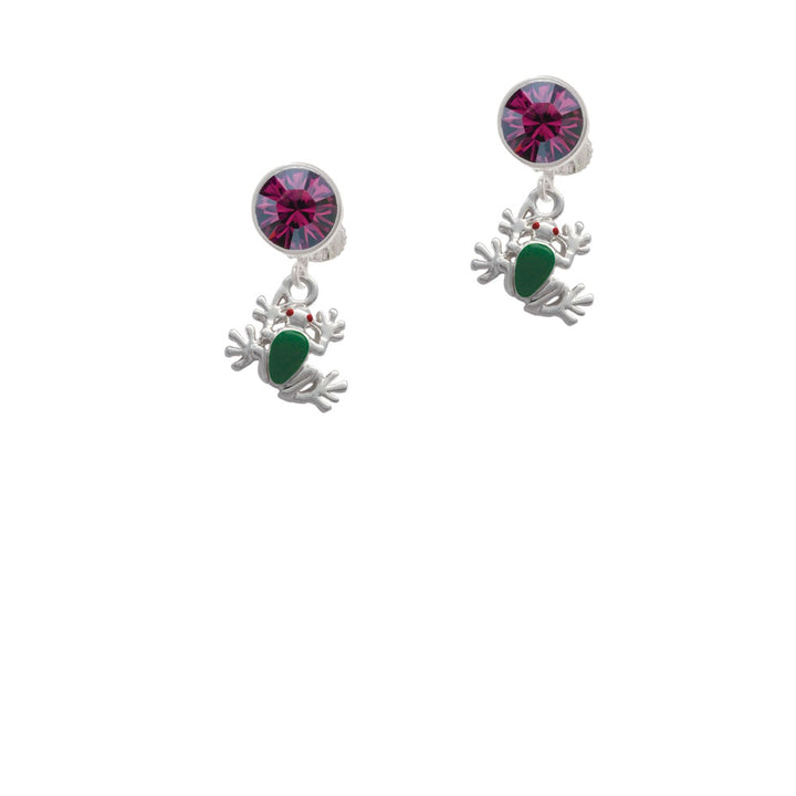 Mini Green Tree Frog Crystal Clip On Earrings Image 8