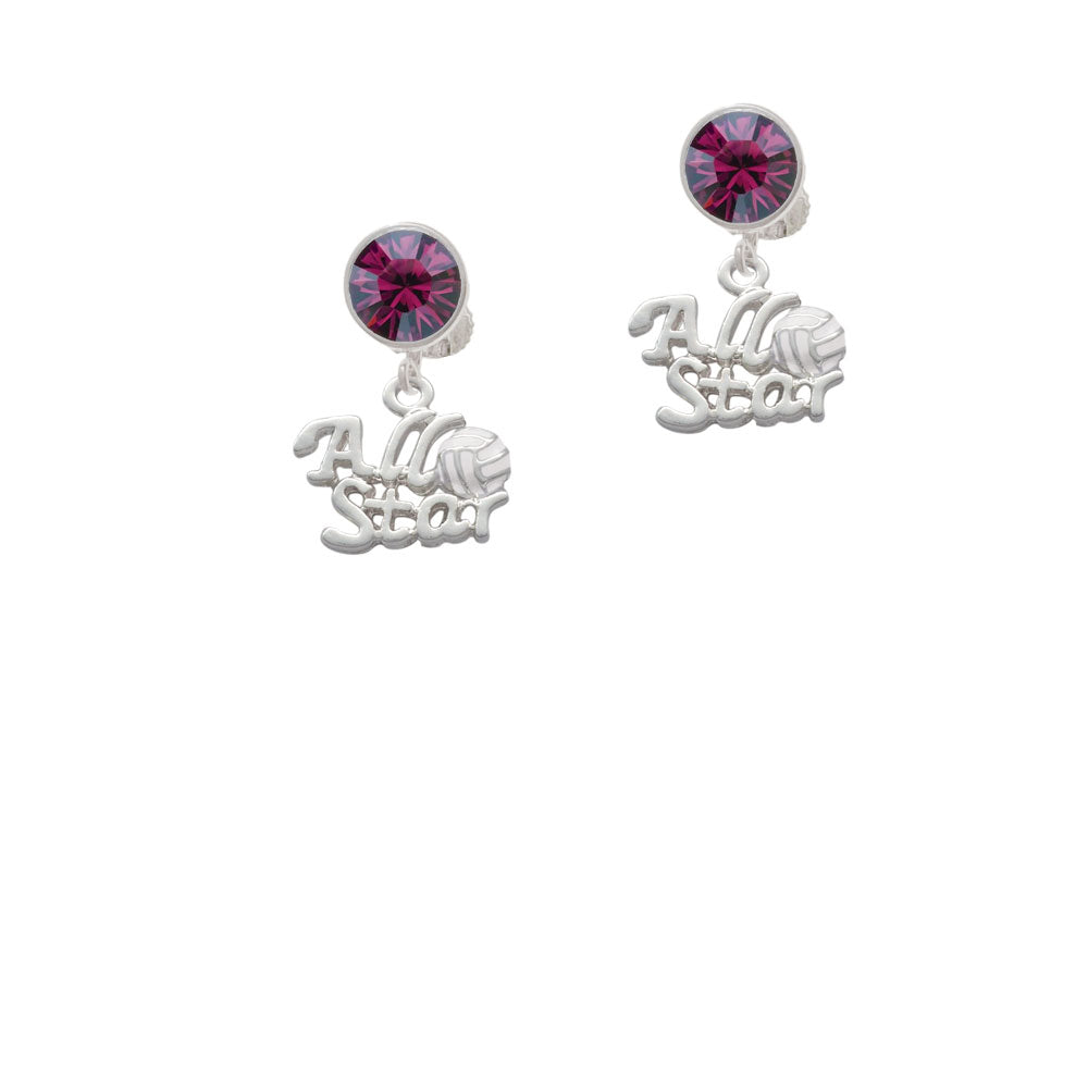 All Star - Volleyball Crystal Clip On Earrings Image 8