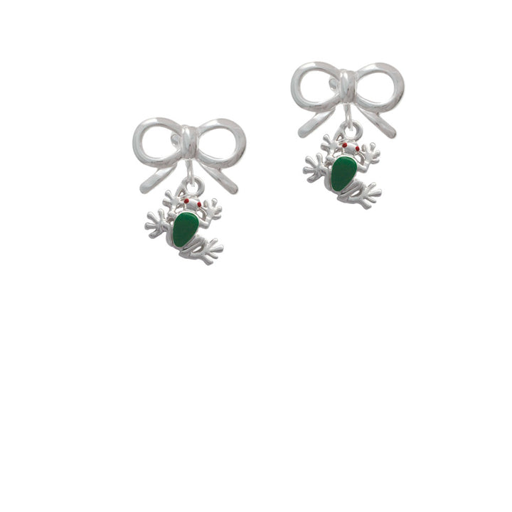 Mini Green Tree Frog Crystal Clip On Earrings Image 9