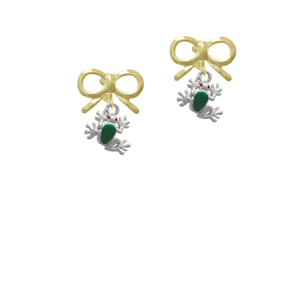 Mini Green Tree Frog Crystal Clip On Earrings Image 10