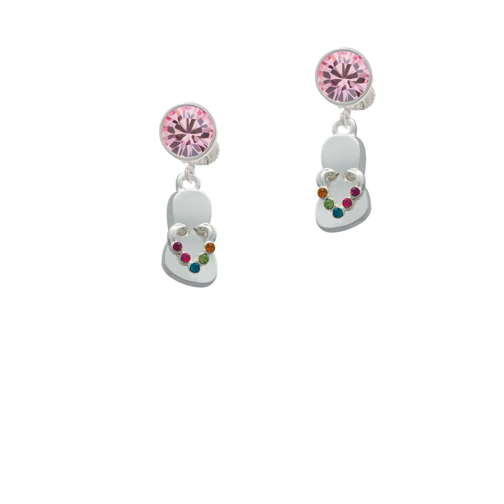 Multicolored Crystal Flip Flop Crystal Clip On Earrings Image 4