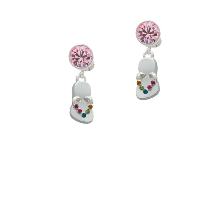 Multicolored Crystal Flip Flop Crystal Clip On Earrings Image 4