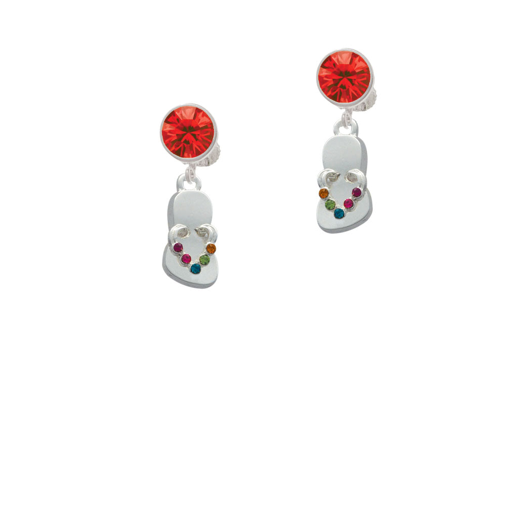 Multicolored Crystal Flip Flop Crystal Clip On Earrings Image 4