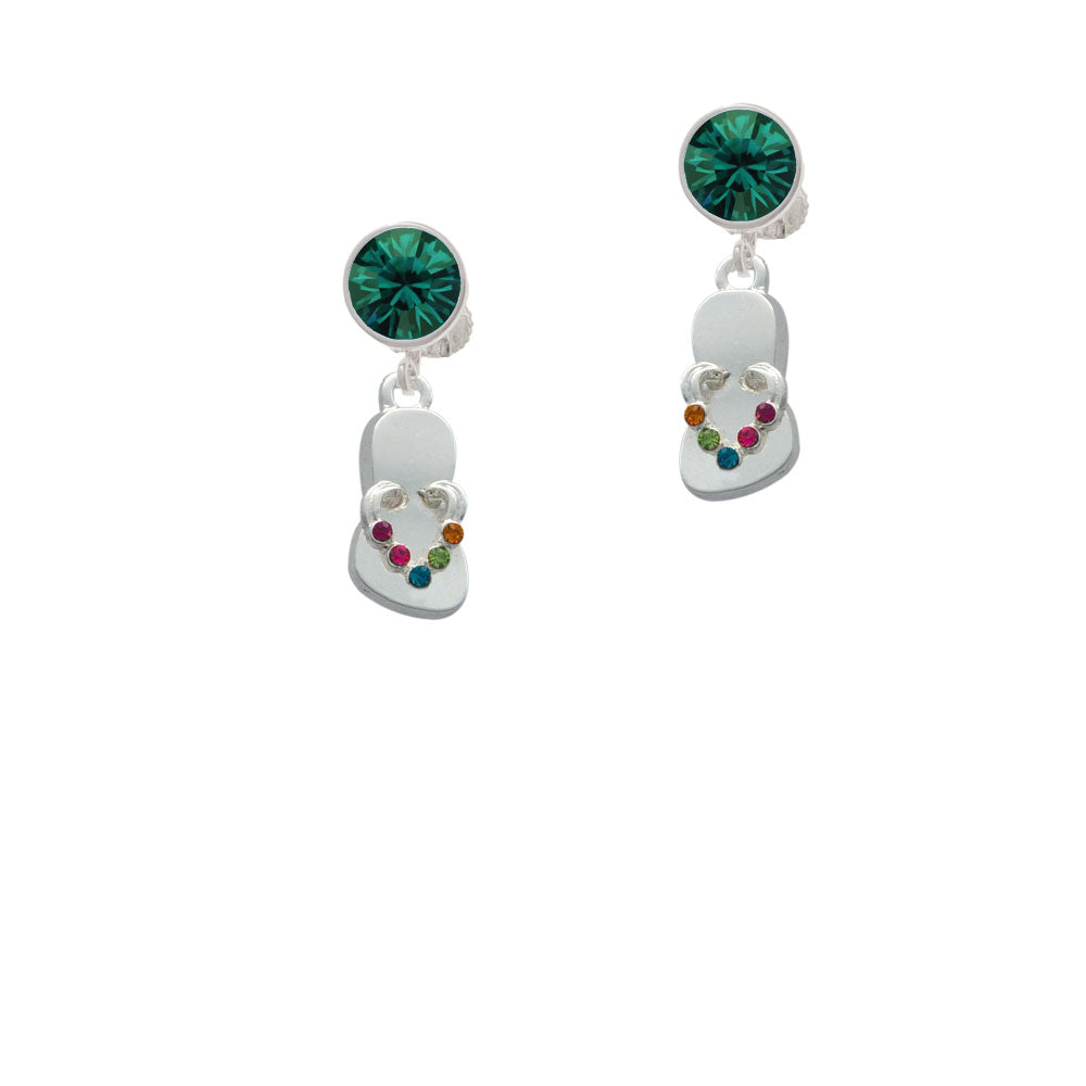 Multicolored Crystal Flip Flop Crystal Clip On Earrings Image 6