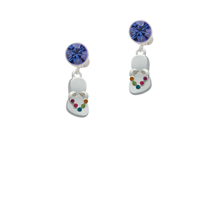 Multicolored Crystal Flip Flop Crystal Clip On Earrings Image 7