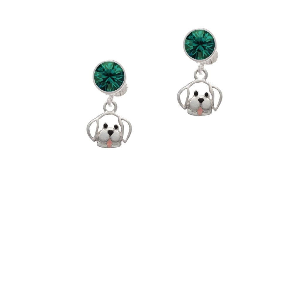 Small Outline Dog Face Crystal Clip On Earrings Image 6