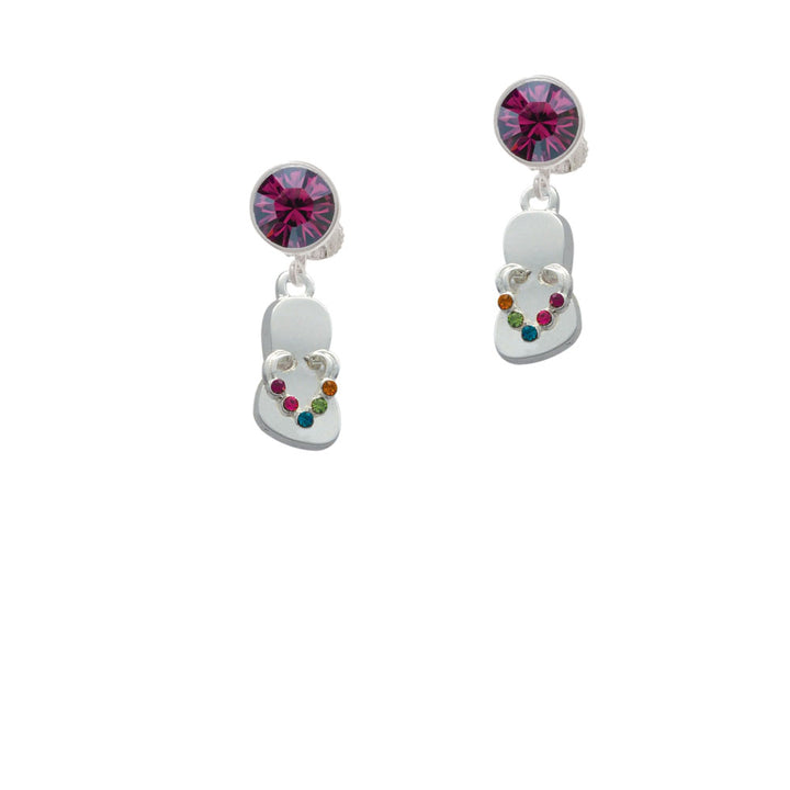 Multicolored Crystal Flip Flop Crystal Clip On Earrings Image 8