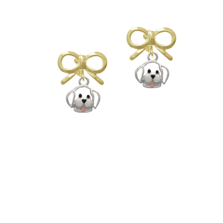 Small Outline Dog Face Crystal Clip On Earrings Image 10