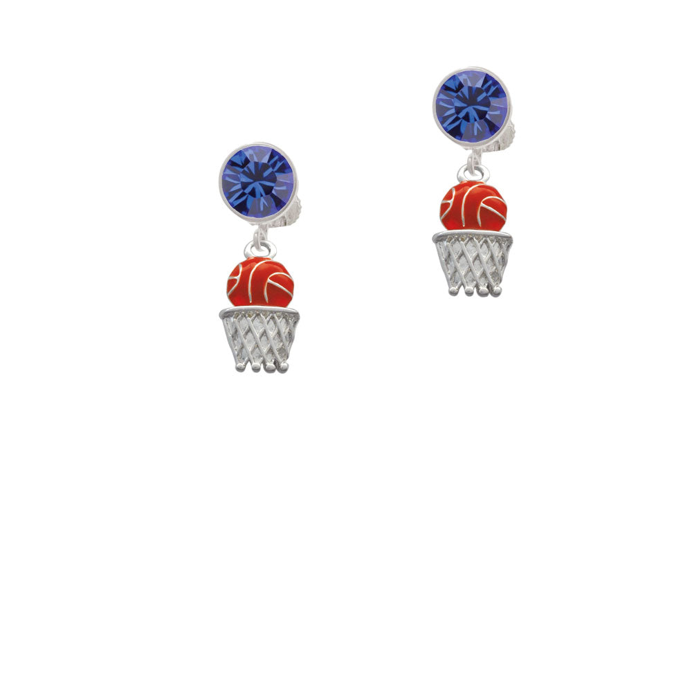 Basketball - Over Hoop Crystal Clip On Earrings Image 7