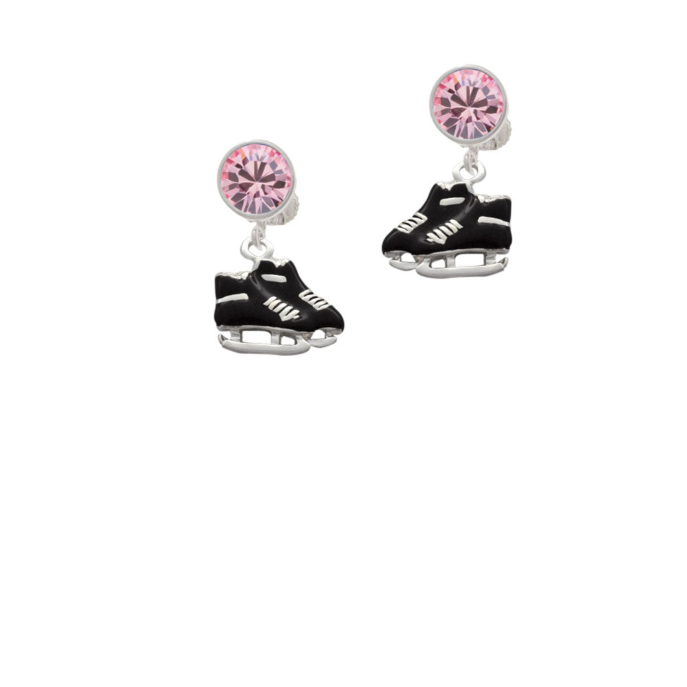 Black Ice Skates Crystal Clip On Earrings Image 4