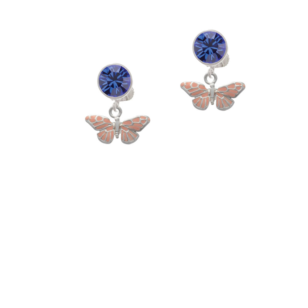 Small Pink Butterfly Crystal Clip On Earrings Image 7