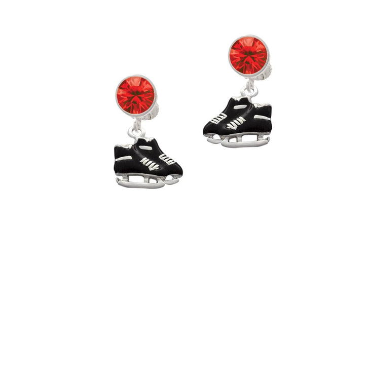 Black Ice Skates Crystal Clip On Earrings Image 4