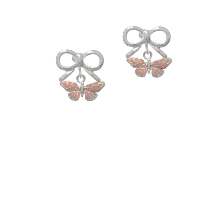 Small Pink Butterfly Crystal Clip On Earrings Image 9