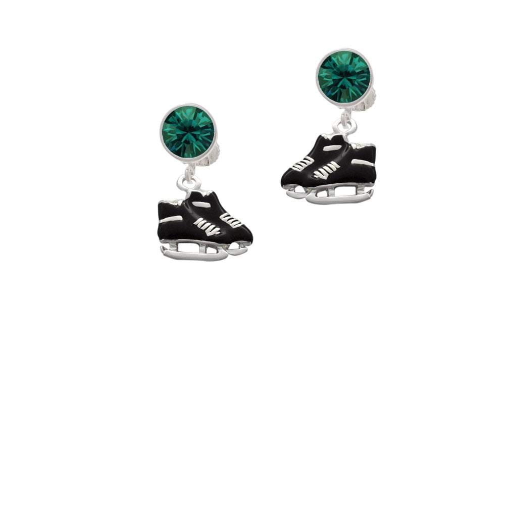 Black Ice Skates Crystal Clip On Earrings Image 6