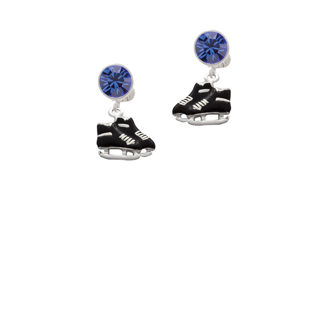 Black Ice Skates Crystal Clip On Earrings Image 7