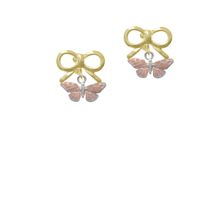 Small Pink Butterfly Crystal Clip On Earrings Image 10