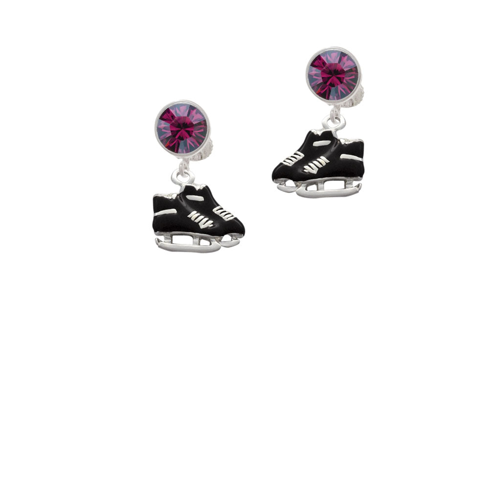 Black Ice Skates Crystal Clip On Earrings Image 8