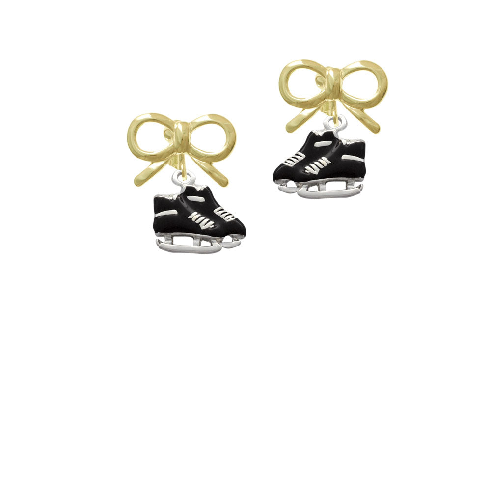 Black Ice Skates Crystal Clip On Earrings Image 10