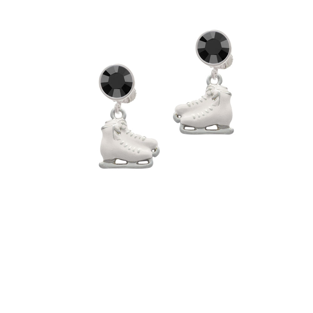 White Ice Skates Crystal Clip On Earrings Image 3