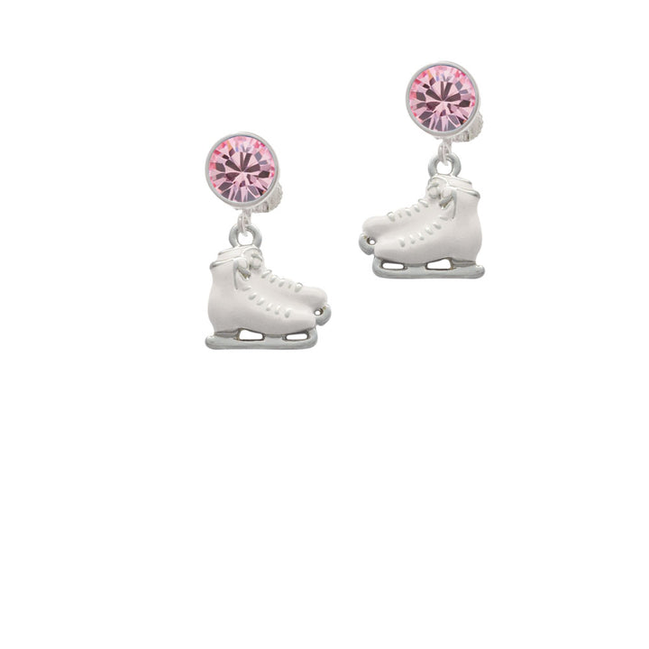 White Ice Skates Crystal Clip On Earrings Image 4