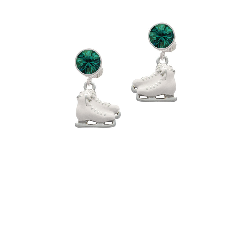 White Ice Skates Crystal Clip On Earrings Image 6