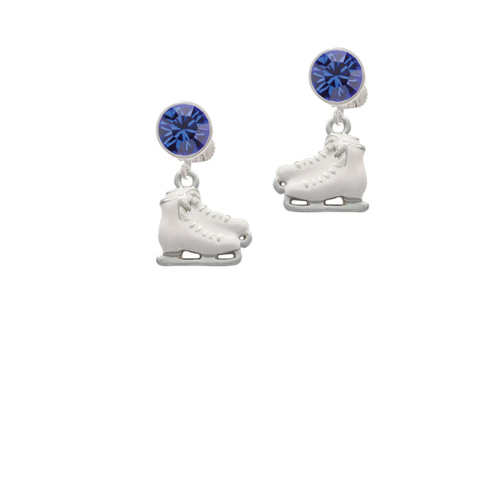 White Ice Skates Crystal Clip On Earrings Image 7