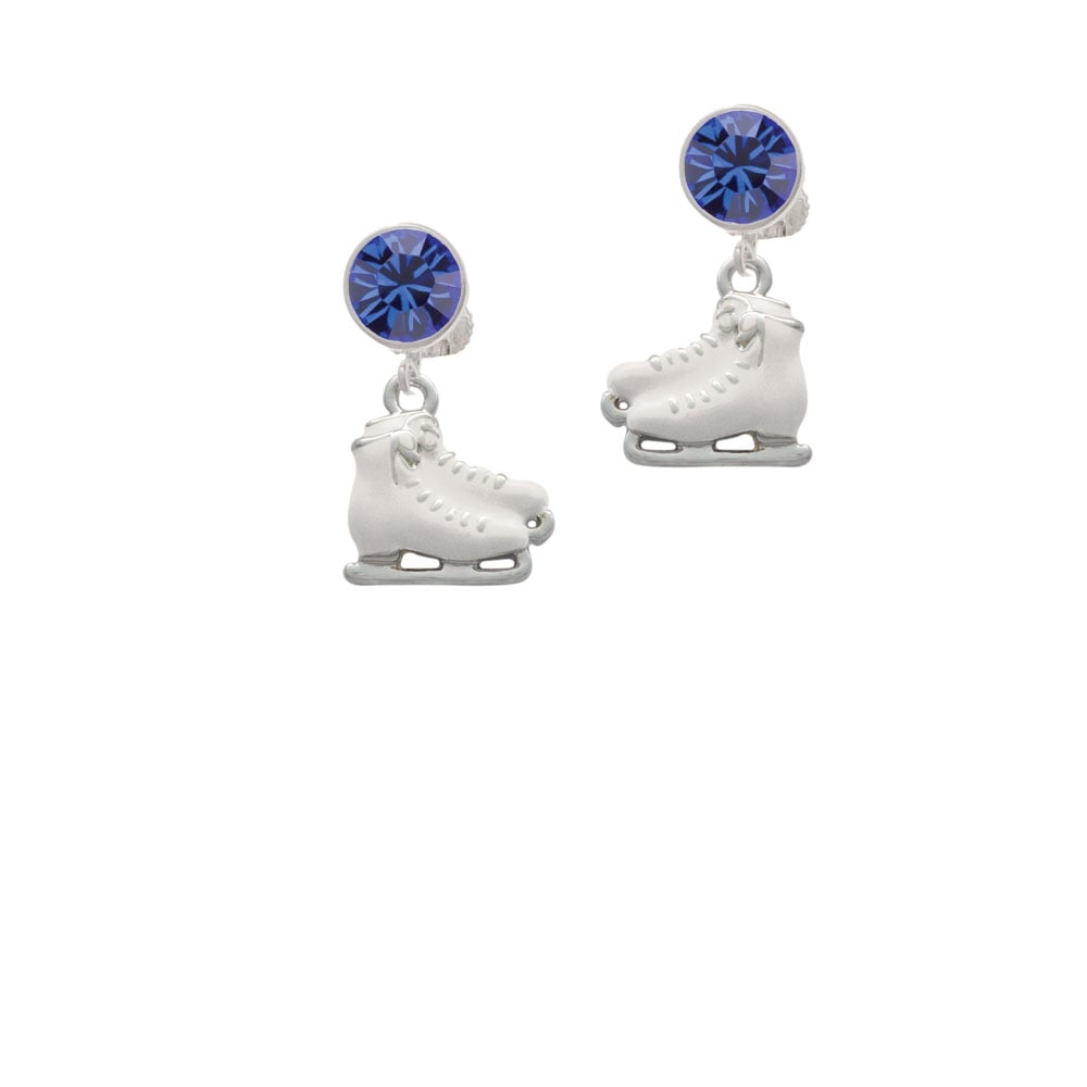 White Ice Skates Crystal Clip On Earrings Image 1